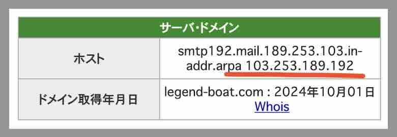 競艇レジェンドのIPアドレス
